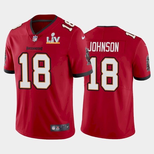 Men's Tampa Bay Buccaneers #18 Tyler Johnson Red NFL 2021 Super Bowl LV Limited Stitched Jersey